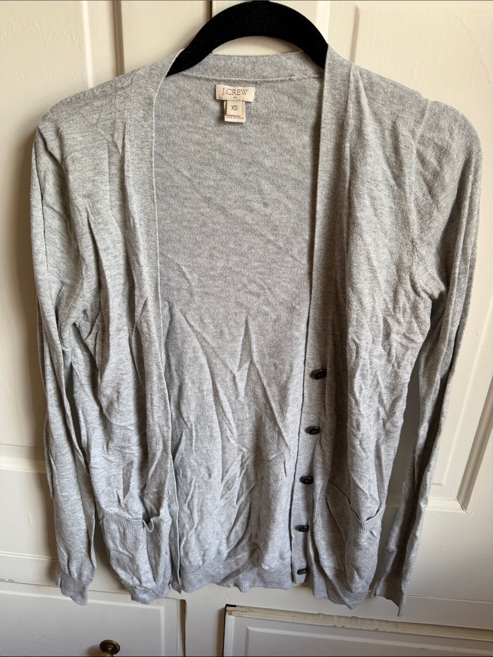 J. Crew 100% Cotton Light Gray Button-Up Cardigan